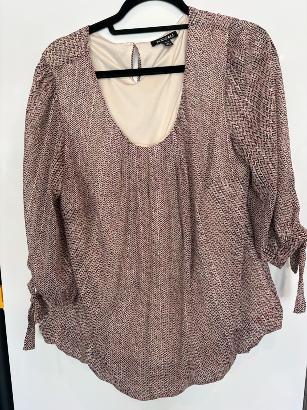 ROZ & ALI PRINTED BLOUSE 1X
